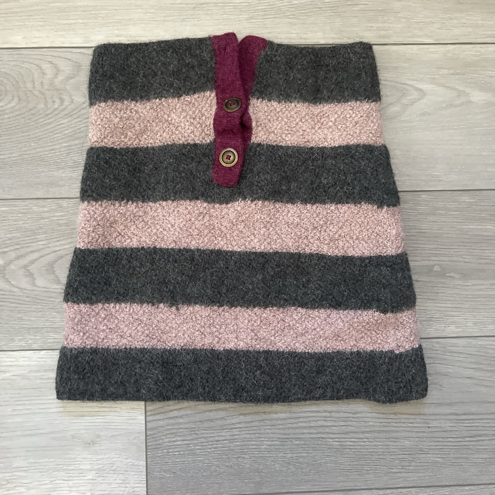 Striped Gray and Pink Alpaca Fur Skirt